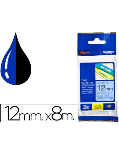 Cinta brother tze531 azul-negro 12mm longitud 8 m