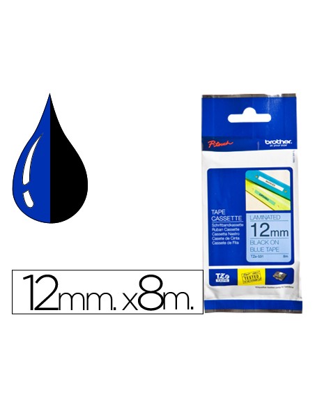 Cinta brother tze531 azul-negro 12mm longitud 8 m