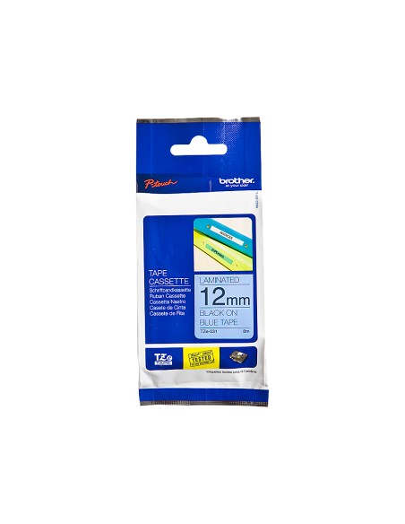 Cinta brother tze531 azul-negro 12mm longitud 8 m