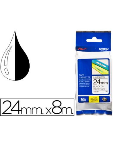 Cinta brother tze-251 blanco-negro 24mm...