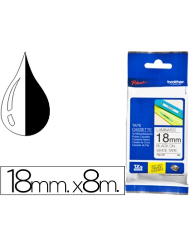 Cinta brother tze241 blanco-negro 18mm longitud...