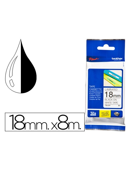 Cinta brother tze241 blanco-negro 18mm longitud 8 m
