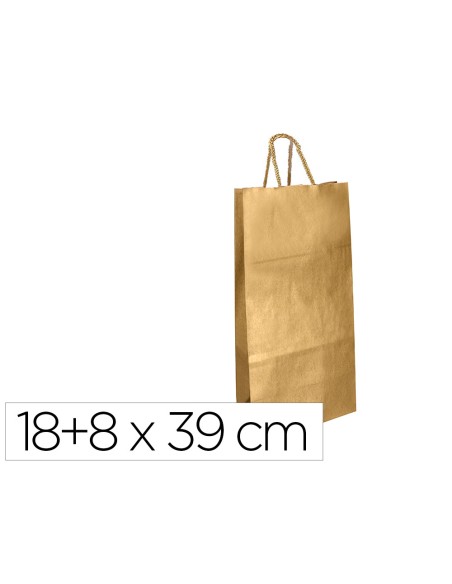 Bolsa para regalo basika para botella oro 18+8x39 cm