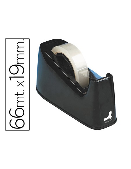 Portarrollo sobremesa q-connect plastico para cintas de 33 y 66 m color negro