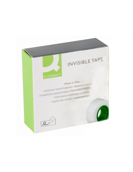 Cinta adhesiva q-connect invisible 33 m x 19 mm