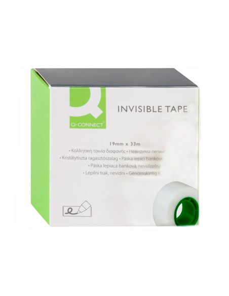 Cinta adhesiva q-connect invisible 33 m x 19 mm