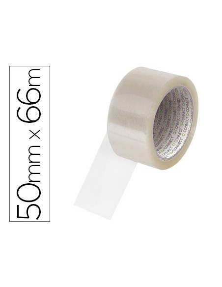 Cinta adhesiva q-connect polipropileno transparente 66 m x 50 mm para embalaje