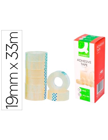 Cinta adhesiva q-connect transparente 33 m x 19 mm