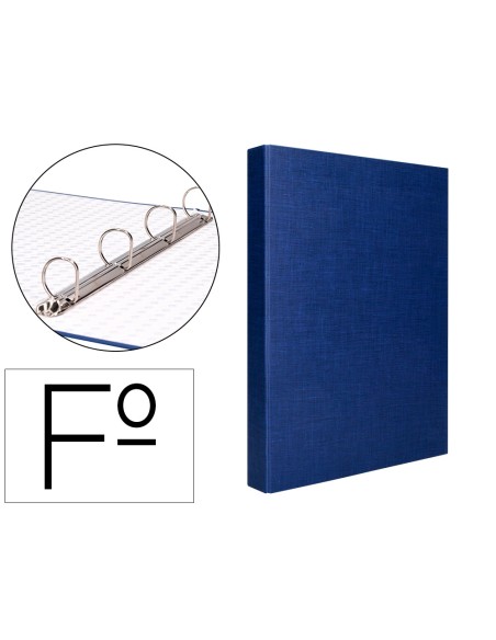 Carpeta de 4 anillas 25mm mixtas liderpapel folio carton forrado paper coat azul