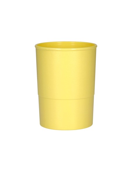 Cubilete portalapices q-connect amarillo pastel opaco plastico diametro 75 mm alto 100 mm