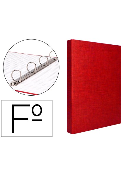 Carpeta de 4 anillas 25mm mixtas liderpapel folio carton forrado paper coat color rojo