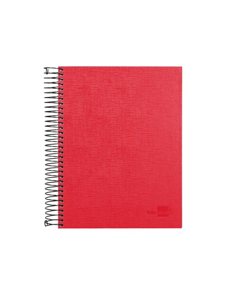 Cuaderno espiral liderpapel a5 micro papercoat tapa forrada 140h 75gr cuadro5mm 5 banda s 6 taladros rojo
