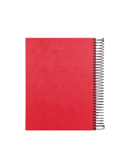 Cuaderno espiral liderpapel a5 micro papercoat tapa forrada 140h 75gr cuadro5mm 5 banda s 6 taladros rojo