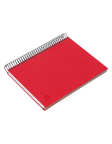 Cuaderno espiral liderpapel a5 micro papercoat tapa forrada 140h 75gr cuadro5mm 5 banda s 6 taladros rojo
