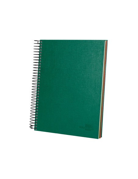 Cuaderno espiral liderpapel a5 micro papercoat tapa forrada 140h 75gr cuadro5mm 5 banda s 6 taladros verde