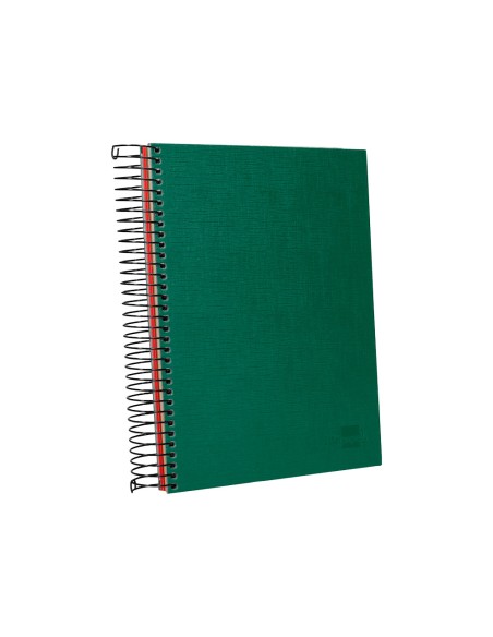 Cuaderno espiral liderpapel a5 micro papercoat tapa forrada 140h 75gr cuadro5mm 5 banda s 6 taladros verde