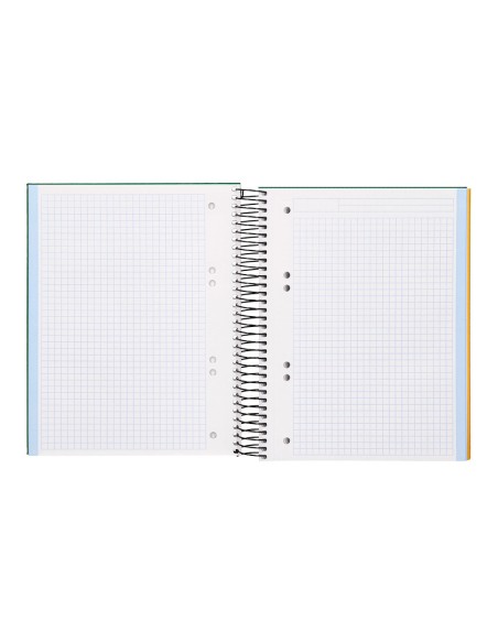 Cuaderno espiral liderpapel a5 micro papercoat tapa forrada 140h 75gr cuadro5mm 5 banda s 6 taladros verde