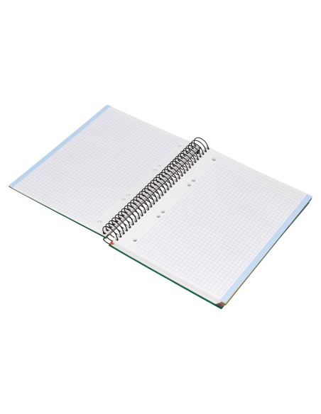 Cuaderno espiral liderpapel a5 micro papercoat tapa forrada 140h 75gr cuadro5mm 5 banda s 6 taladros verde