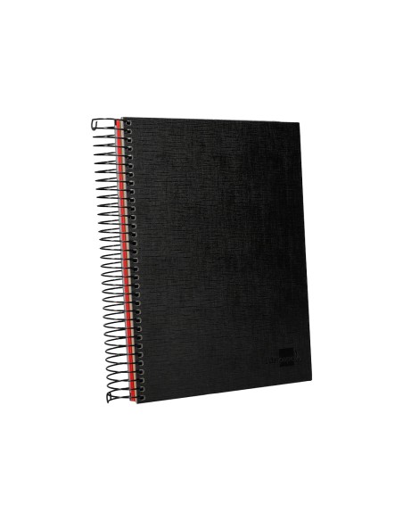Cuaderno espiral liderpapel a5 micro papercoat tapa forrada 140h 75gr cuadro5mm 5 banda s 6 taladros negro