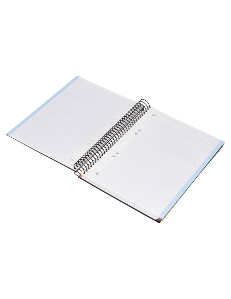 Cuaderno espiral liderpapel a5 micro papercoat tapa forrada 140h 75gr cuadro5mm 5 banda s 6 taladros negro
