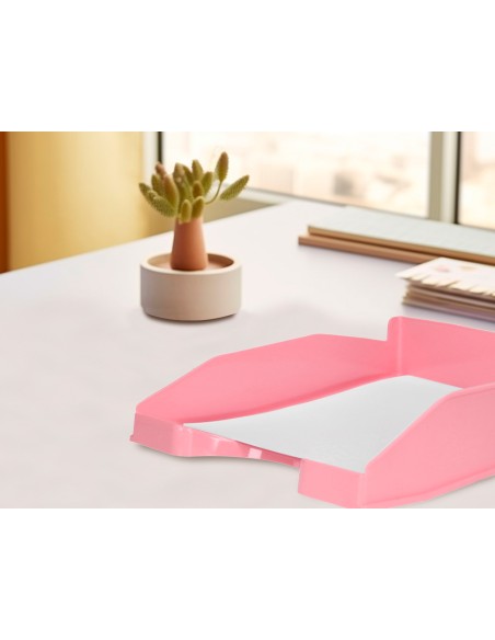 Bandeja sobremesa plastico q-connect rosa pastel opaco 240x70x340 mm