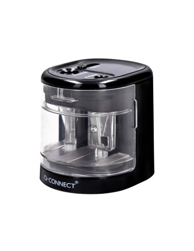 Sacapuntas q-connect kf14568 electrico de sobremesa cable usb/4 pilas aa afila cuchilla diametros de 6 a 12mm dos usos