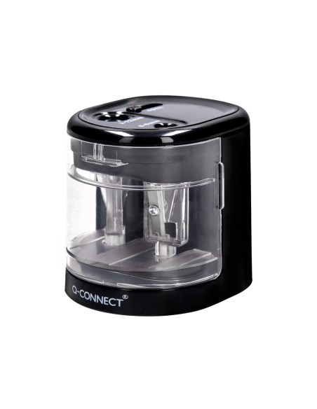 Sacapuntas q-connect kf14568 electrico de sobremesa cable usb/4 pilas aa afila cuchilla diametros de 6 a 12mm dos usos