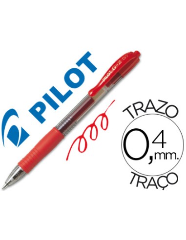 Boligrafo pilot g-2 rojo tinta gel retractil...