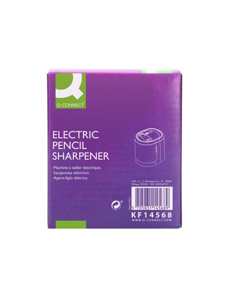 Sacapuntas q-connect kf14568 electrico de sobremesa cable usb/4 pilas aa afila cuchilla diametros de 6 a 12mm dos usos