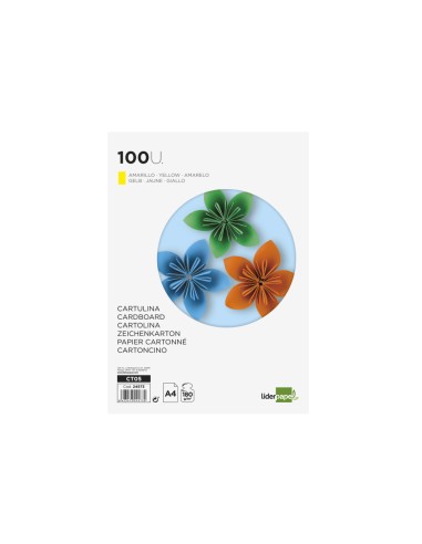 Cartulina liderpapel a4 180g/m2 amarillo...