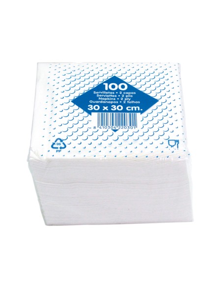 Servilleta algodon 30x30 cm 2 capas paquete de 100 unidades