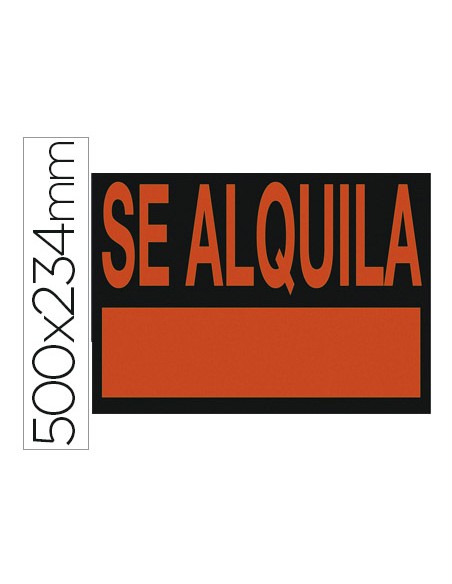 Cartel plastico archivo 2000 \"se alquila\" rojo fluorescente 500x234 mm