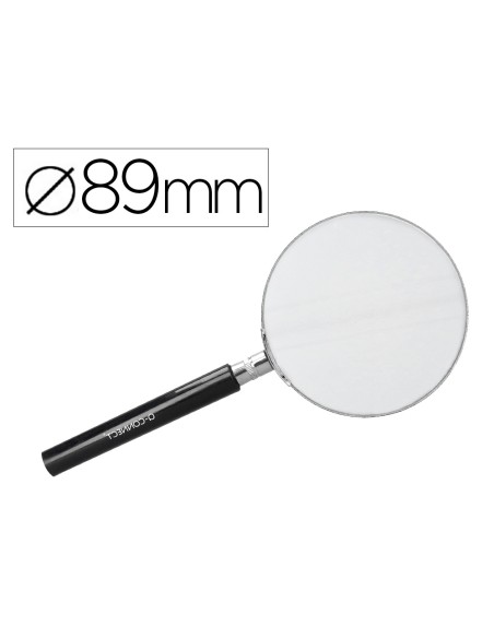 Lupa q-connect cristal aro metalico mango plastico negro 90 mm