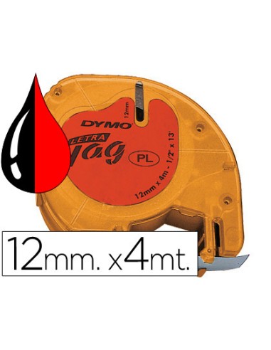 Cinta dymo 12mmx4mt -negro/rojo para maquina...