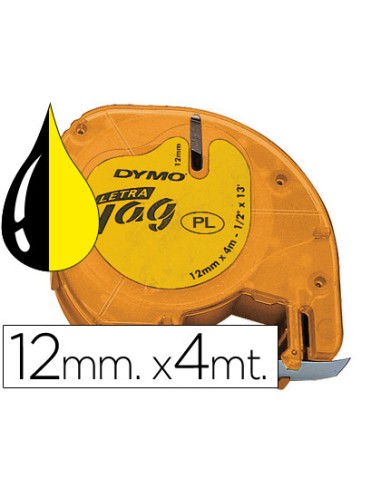 Cinta dymo 12mmx4mt -negro/amarillo para...
