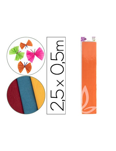 Papel crespon liderpapel 50 cm x 2.5m 34g/m2 naranja claro