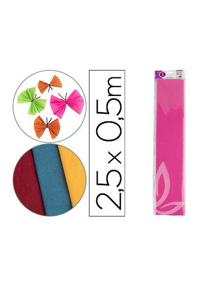 Papel crespon liderpapel 50 cm x 2.5m 34g/m2 rosa