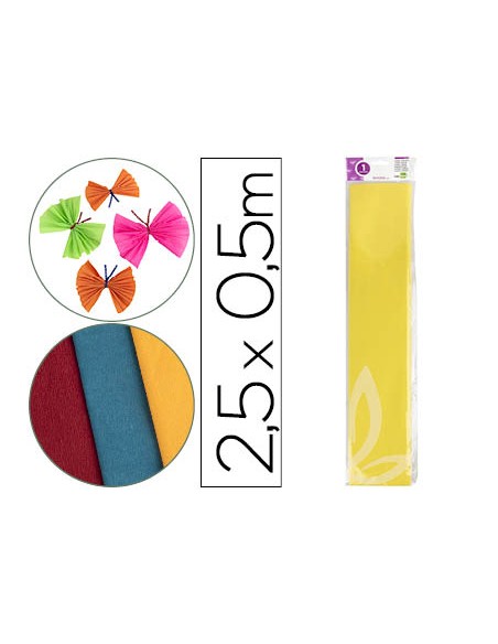 Papel crespon liderpapel 50 cm x 2.5m 34g/m2 amarillo