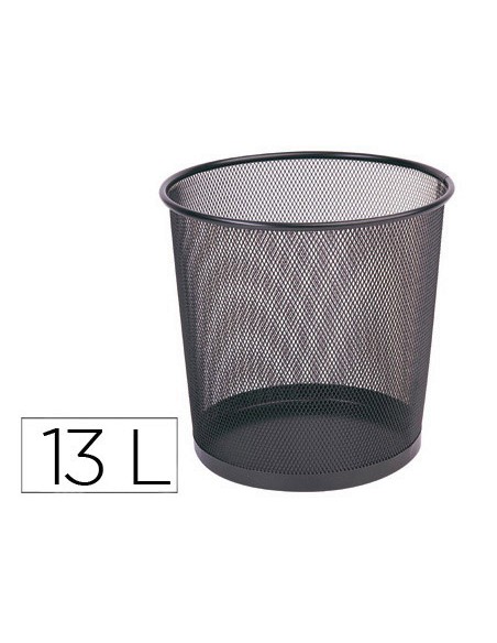 Papelera metalica q-connect rejilla negra 265x285 mm
