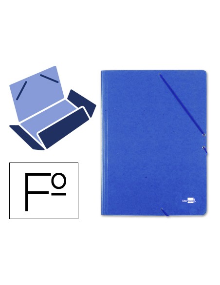 Carpeta liderpapel gomas tres solapas carton prespan folio color azul