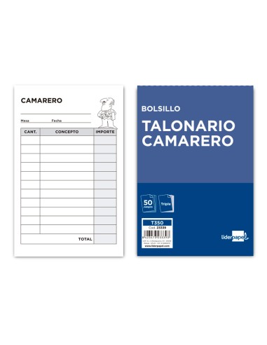 Talonario liderpapel camarero bolsillo original...