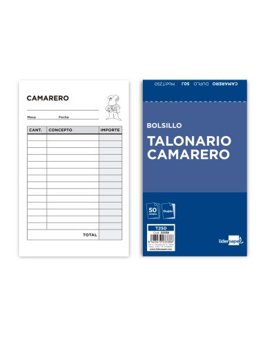 Talonario liderpapel camarero bolsillo original...
