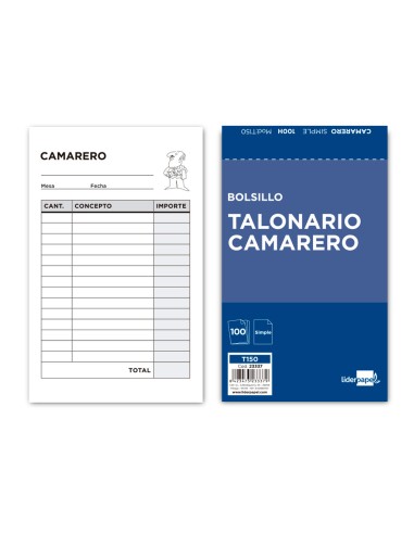 Talonario liderpapel camarero bolsillo original...