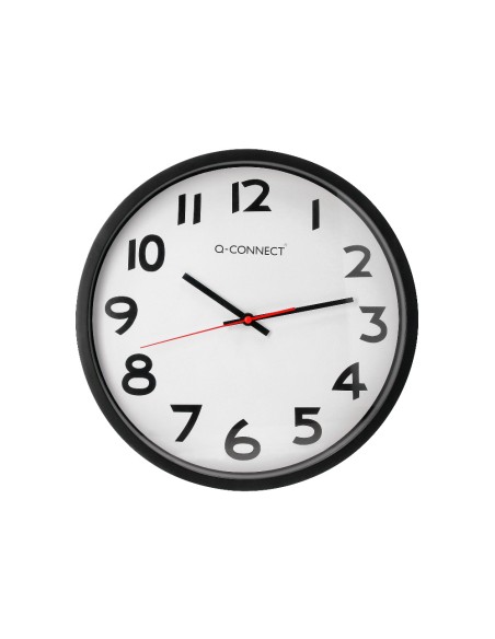 Reloj q-connect de pared plastico oficina redondo 34 cm marco negro