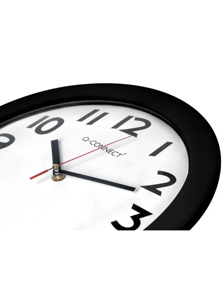 Reloj q-connect de pared plastico oficina redondo 30 cm marco negro