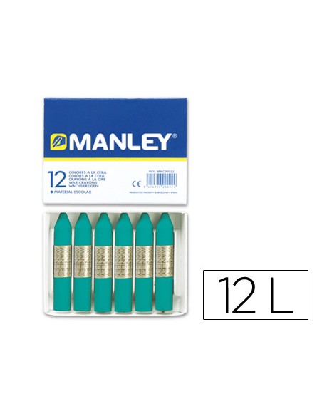 Lapices cera manley unicolor verde turquesa n.23 caja de 12 unidades