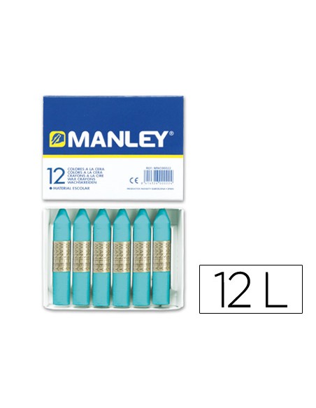 Lapices cera manley unicolor azul turquesa n.16 caja de 12 unidades