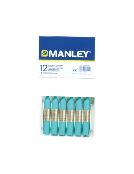 Lapices cera manley unicolor azul turquesa n.16 caja de 12 unidades