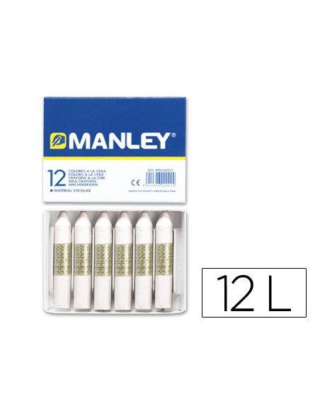 Lapices cera manley unicolor blanco n.1 caja de 12 unidades