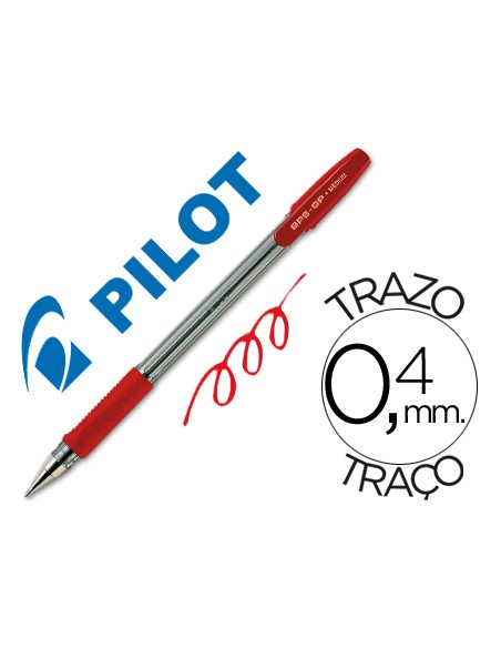 Boligrafo pilot bps-gp rojo sujecion de caucho tinta base de aceite con capuchon